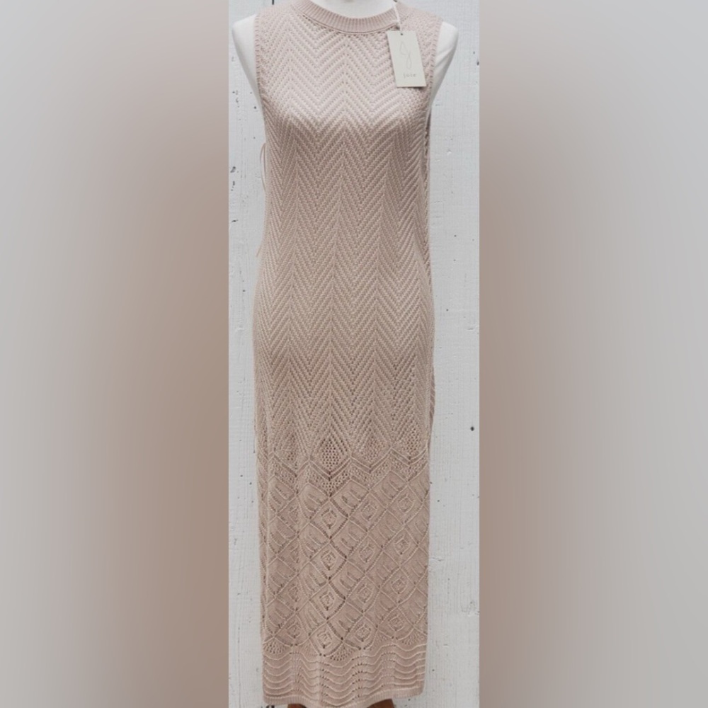 Joie Beige Crochet Midi Dress